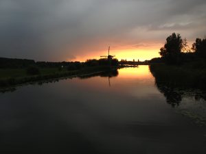 Here in Holland Podcasts - windmill sunset Netherlands